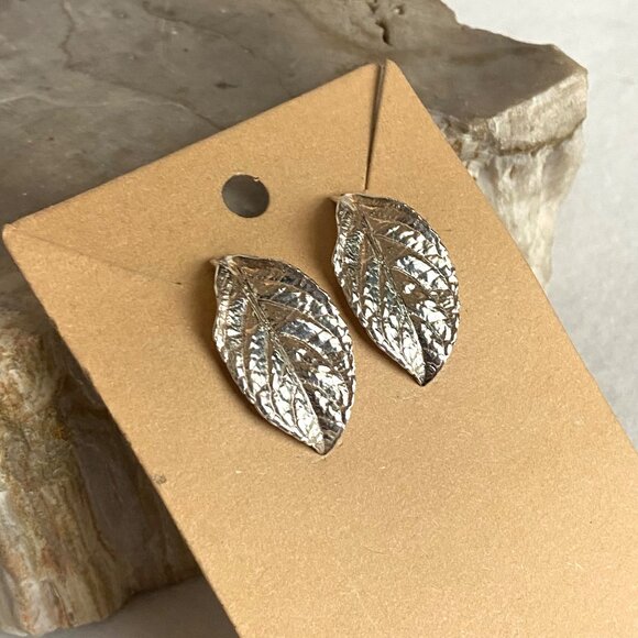 VTG Signed Morrell Sterling Silver 925 Foliage Leaf Earrings - Picture 2 of 16